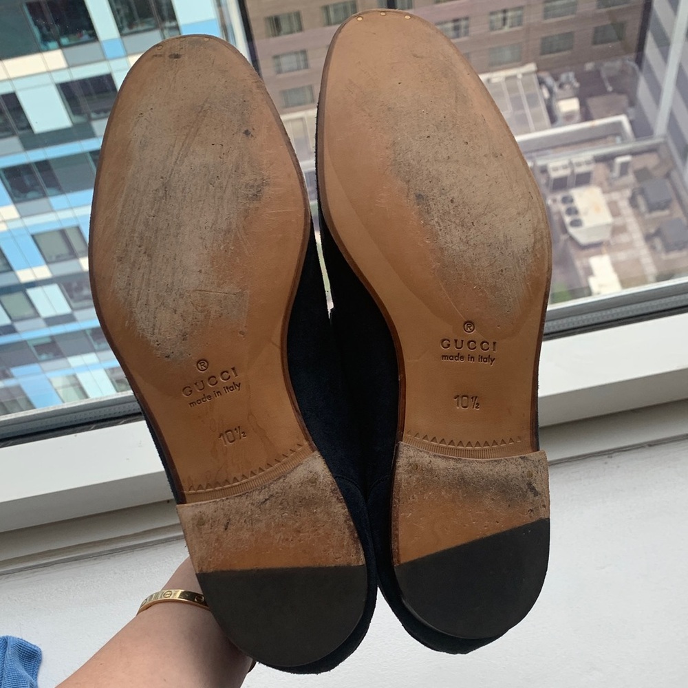 Gucci Men's Blue Suede Loafers with Gold Horsebit - Picture 9 of 9